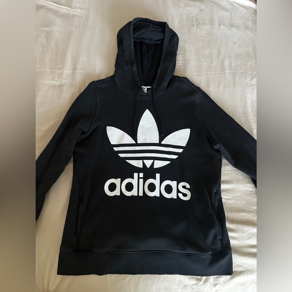 Adidas Trefoil Black Hoodie with White Logo